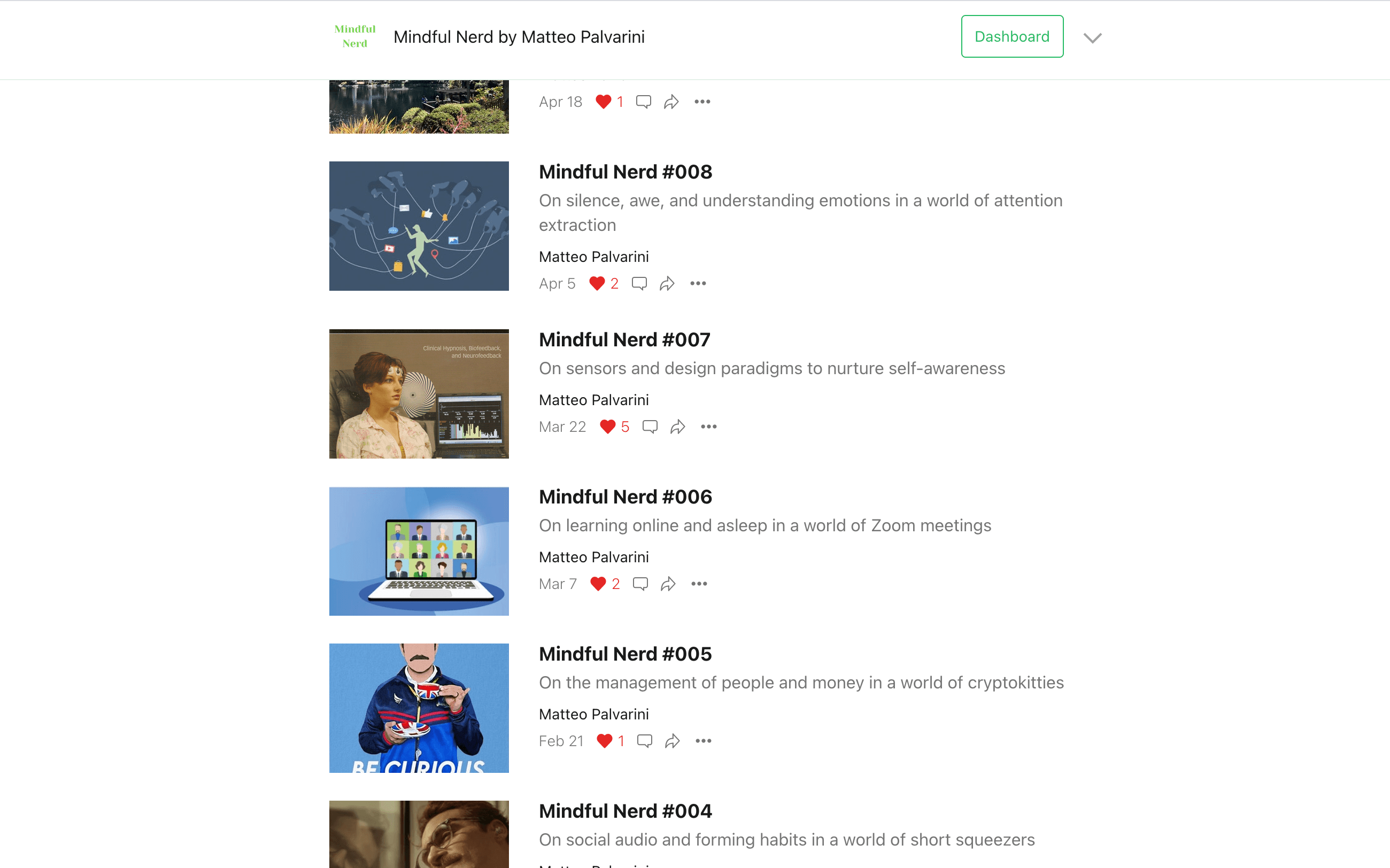 Mindful Nerd substack page